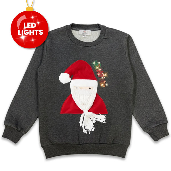 Unisex Grey Christmas Santa Patch Sweatshirts