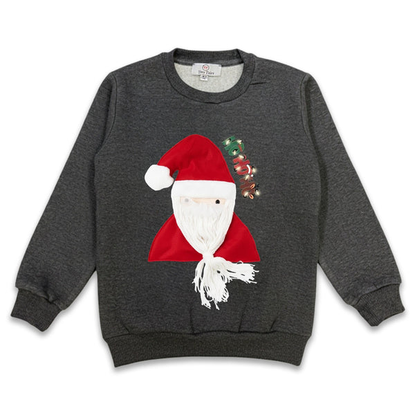 Unisex Grey Christmas Santa Patch Sweatshirts