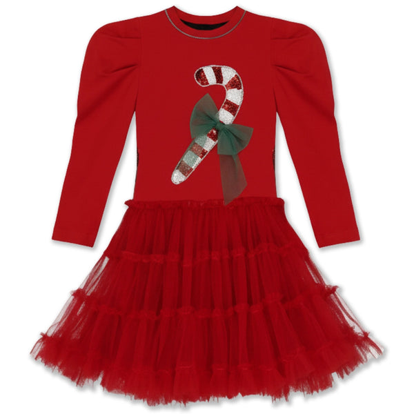 Girls Red Christmas Sequence Work Dresses