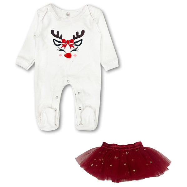 Baby Girls White Printed Rompers