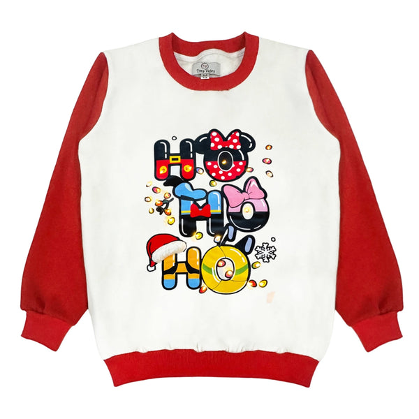 Girls White & Red Graphic-Print Sweatshirts