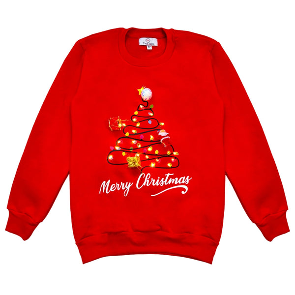 Girls Red Christmas Tree Sweatshirts