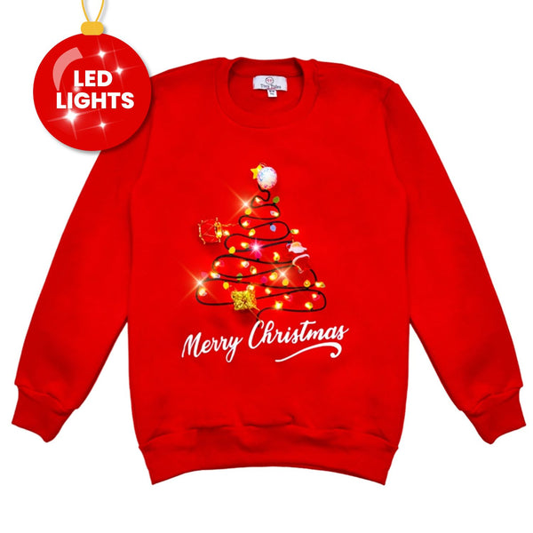 Girls Red Christmas Tree Sweatshirts