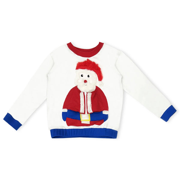 Boys White Santa-Patch Sweatshirts