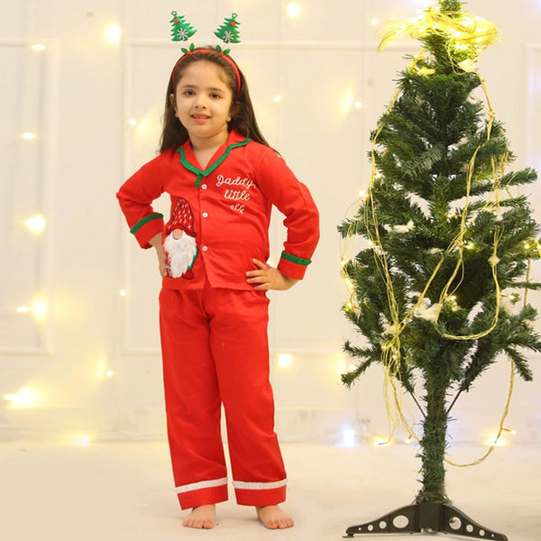 Girls Red Graphic-Print Nightsuits