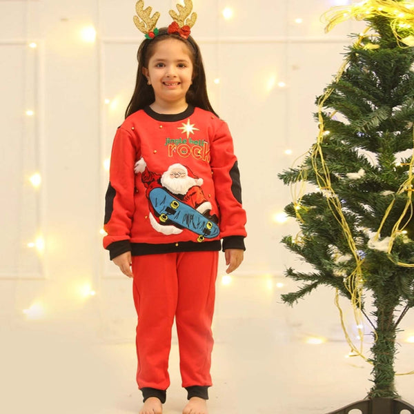 Girls Red Jingle Bell Rock Tracksuits