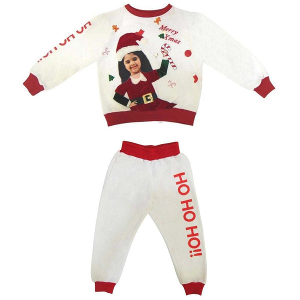 Girls White Xmas Personalised Tracksuits