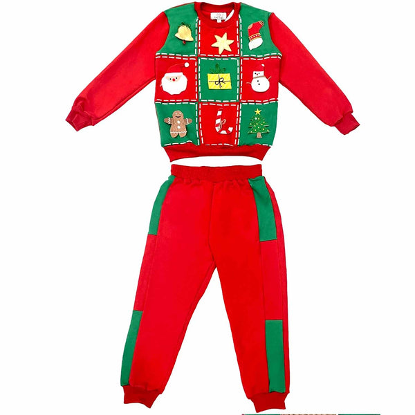 Boys Red Playful Christmas Tracksuits