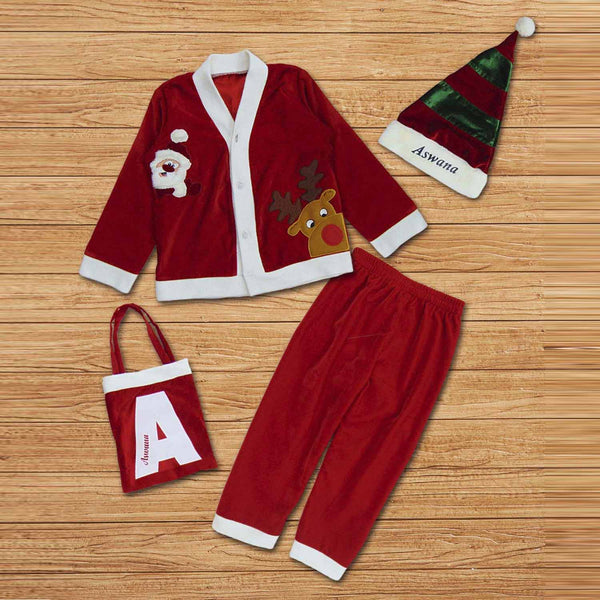 Unisex Red Santa-Print Tracksuits