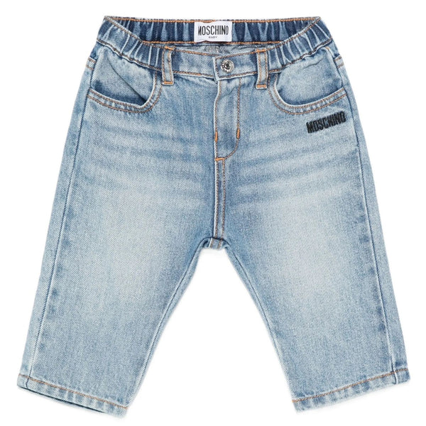 Baby Boy Blue Embroidered-Logo Jeans