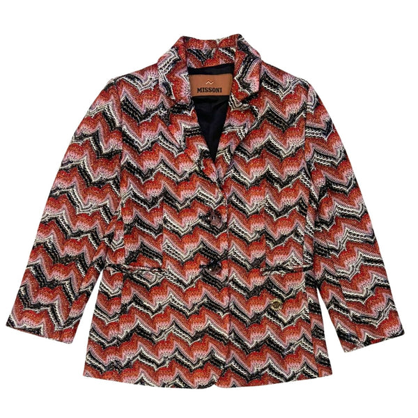 Girls Black & Red Zig-Zag Coats