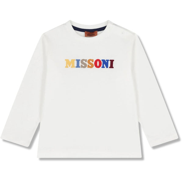 Baby Girl Ivory Embroidered Logo-Print T-Shirt