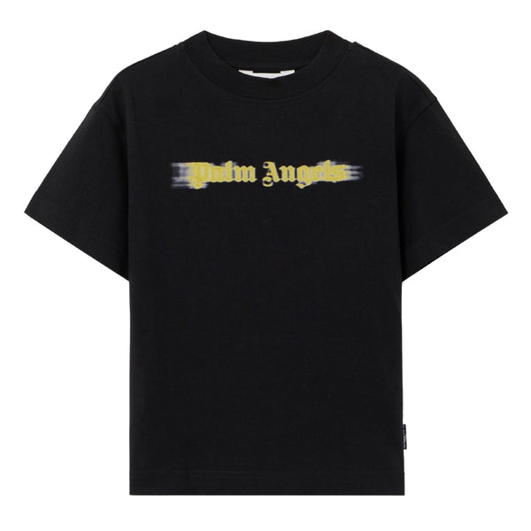 Boys Black Blurred Logo-Print T-Shirt