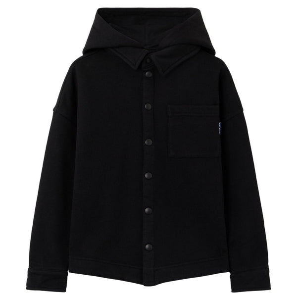 Boys Black Logo-Print Hooded Shirt