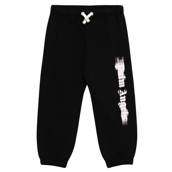 Boys Black Blurred Logo-Print Joggers