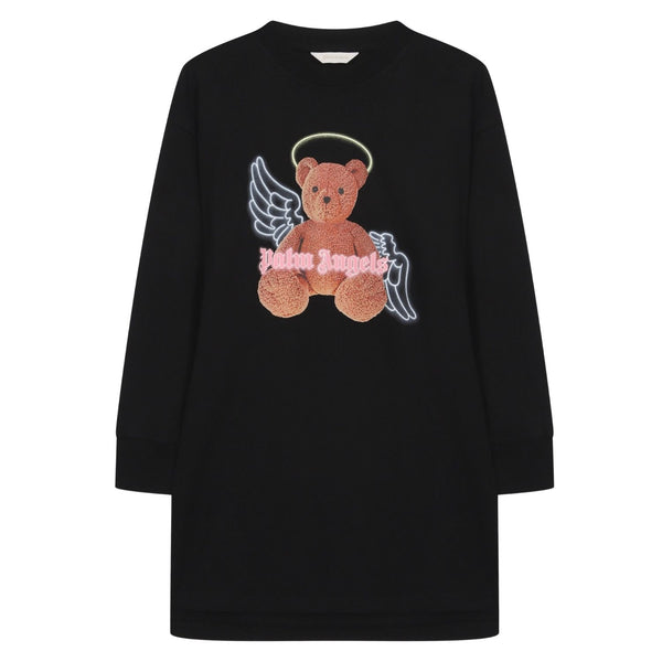 Girls Black Bear Logo-Print Dress