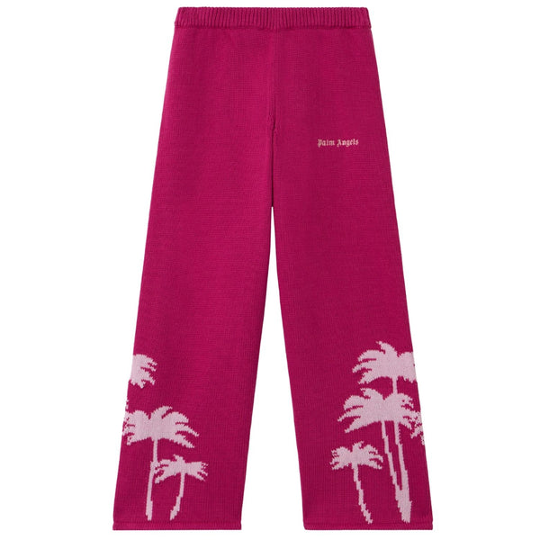 Girls Pink Embroidered Logo-Print Knitted Trousers