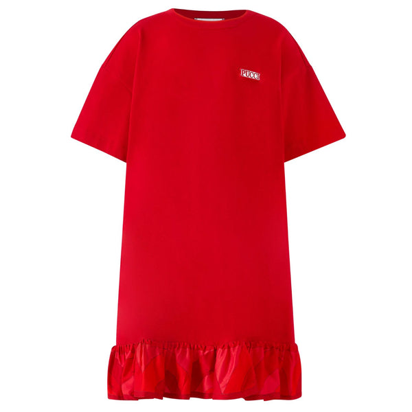Girls Red Logo-Patch Sweatshirt Dress