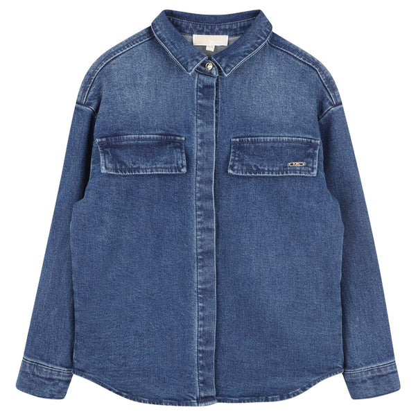 Girls Blue Denim Slim Fit Shirts