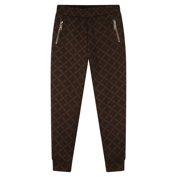 Girls Brown All-Over Logo-Print Pants