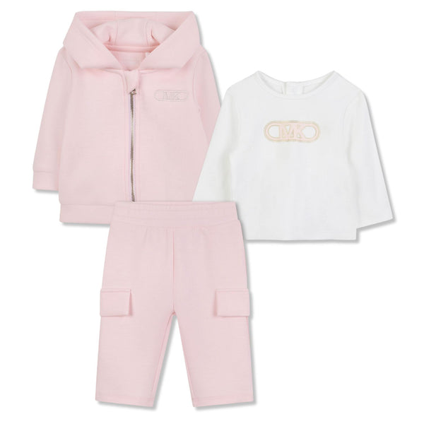 Baby Girls Pink Embroidered-Logo Tracksuit