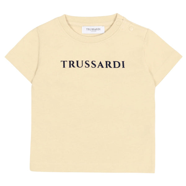 Baby Boys Beige Logo-Print T-Shirt