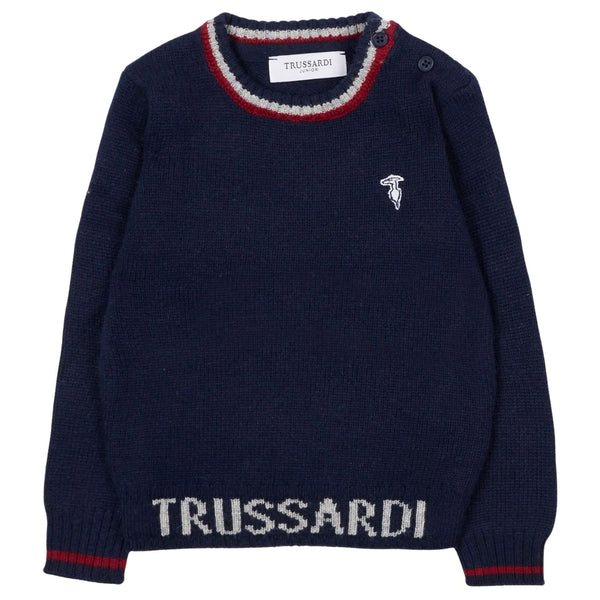 Baby Boys Blue Embroidered-Logo Knitted Sweatshirts