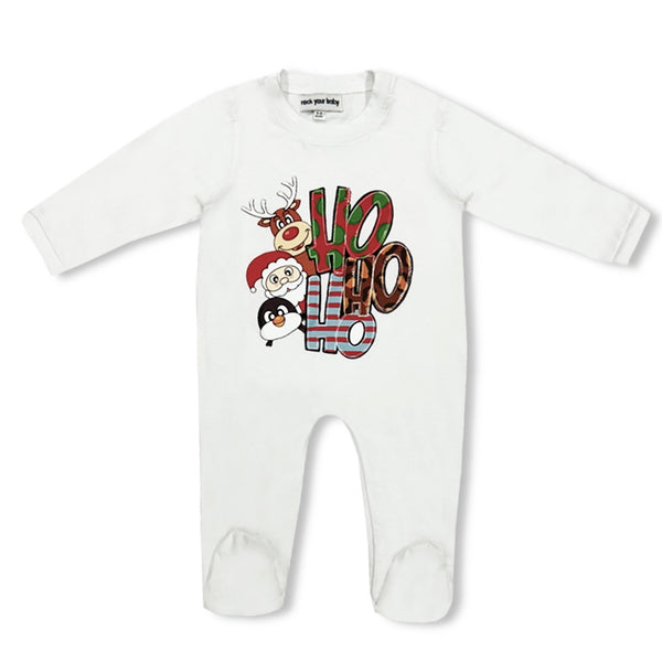 Baby Boys White Santa-Print Rompers