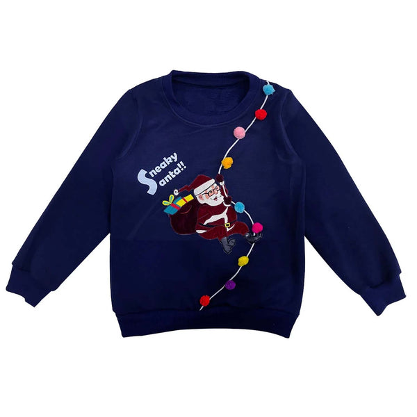 Unisex Blue Santa Pompom Sweatshirts