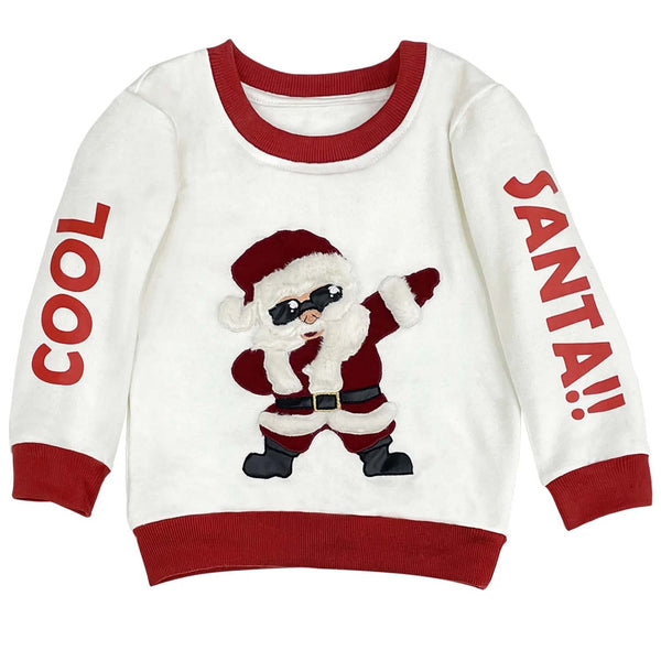 Girls White Santa-Patch Sweatshirts