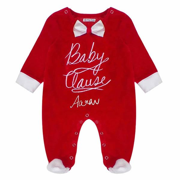 Baby Boys Red Personalised Baby Clause Rompers