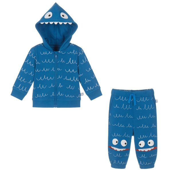 Baby Boys Blue Yeti Print Zip-Up Hooded Tracksuit