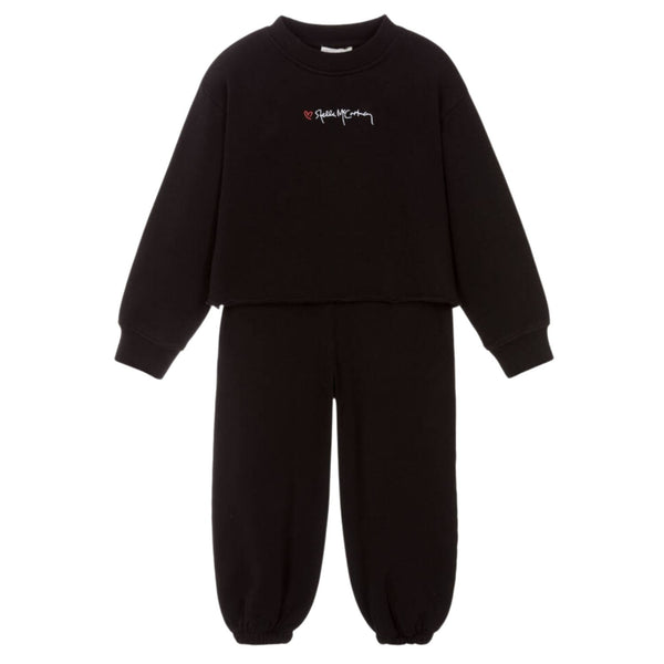 Girls Black Embroidered Logo Tracksuit