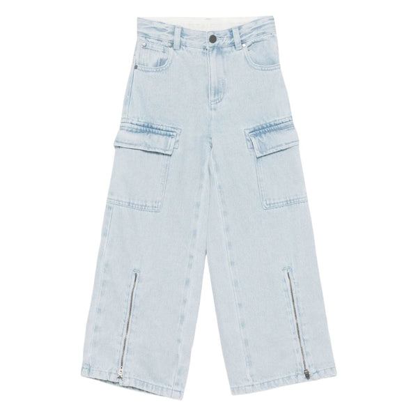 Girls Light Blue Denim Cargo Jeans