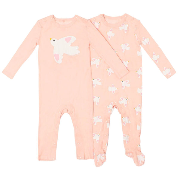 Baby Girl Pink Logo-Print Rompers Set Of 2