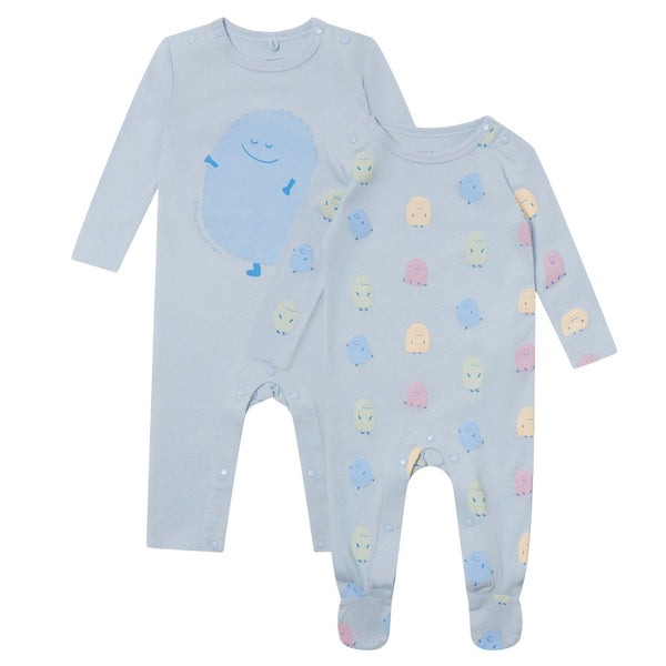 Baby Boy Blue Logo-Print Rompers Set Of 2