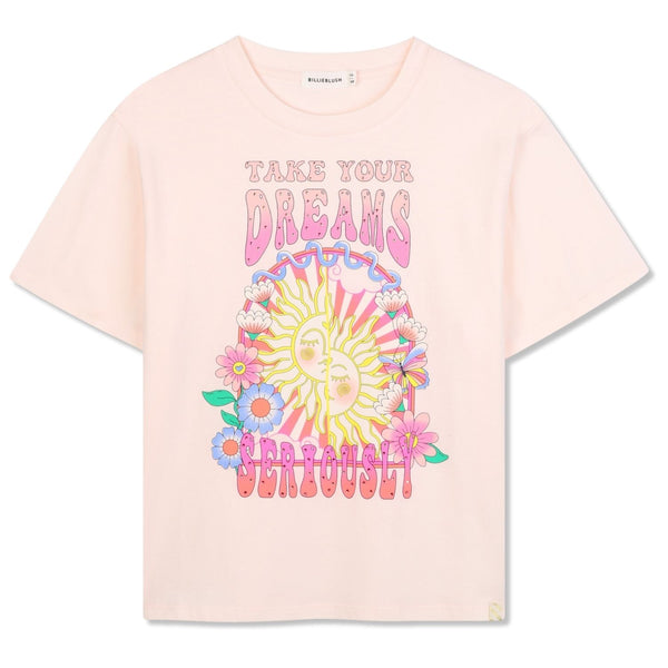 Girls Pink Graphic-Print T-Shirts