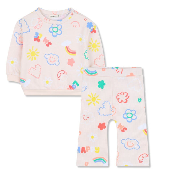 Baby Girls Pink & Colourful Print Leggings Set