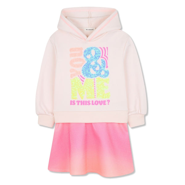 Girls Pink Graphic-Print Sweatshirt Dress