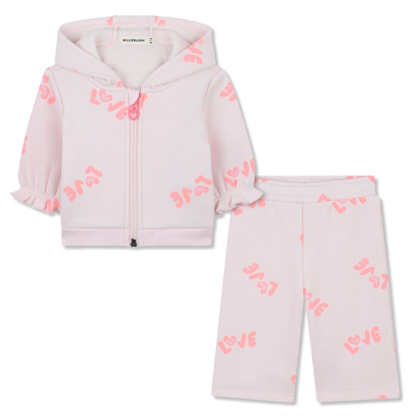 Baby Girls Pink Bow Hooded Zip-Up Tracksuit