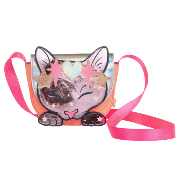 Girls Pink & Orange Cat Shoulder Bag