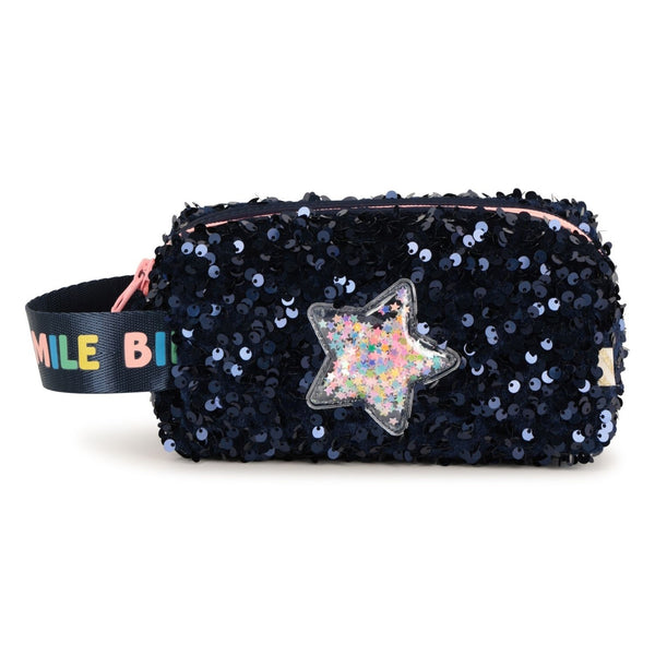 Girls Navy Blue Sequin Pencil Case Hand Bags
