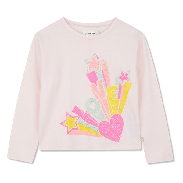 Girls Pink Graphic-Print T-Shirts