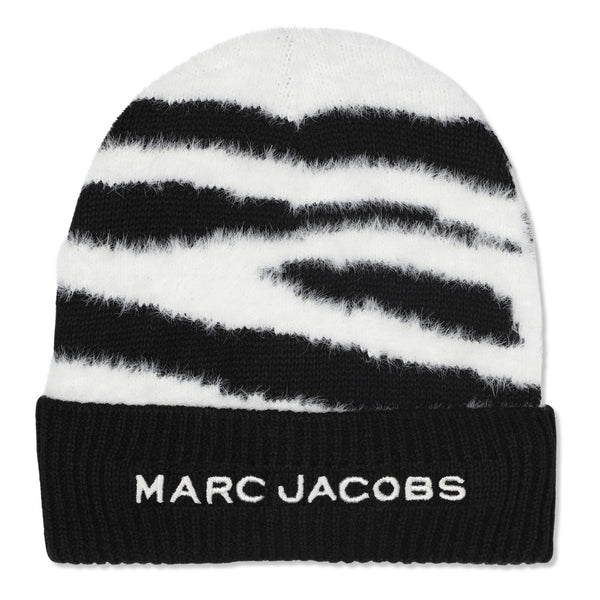 Baby Girls White & Black Knitted Beanie