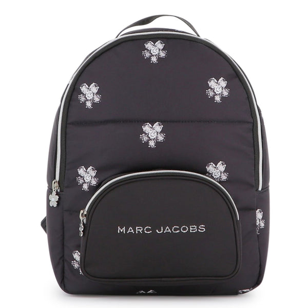Girls Black Floral Logo-Print Backpack