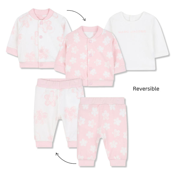 Baby Girls Pink & White Reversible Tracksuit