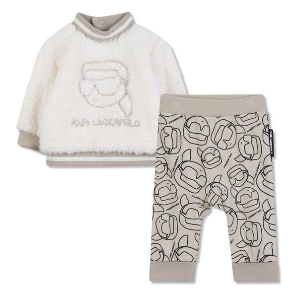 Boys Cream Logo-Print Sweatshirt Set