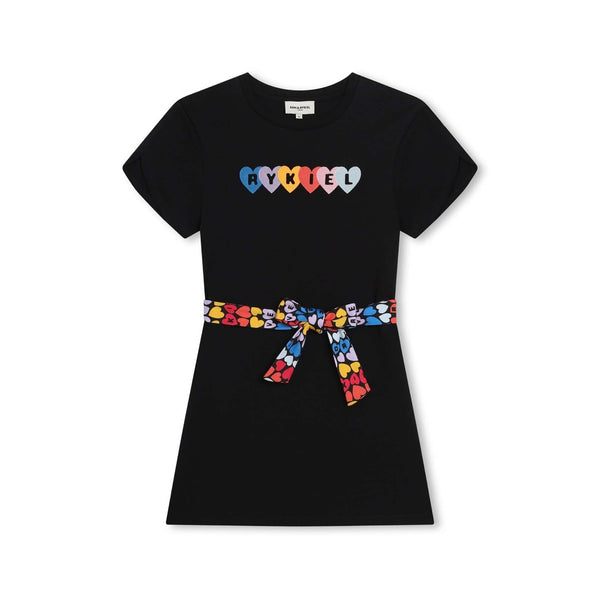 Girls Black Cotton Heart Dress