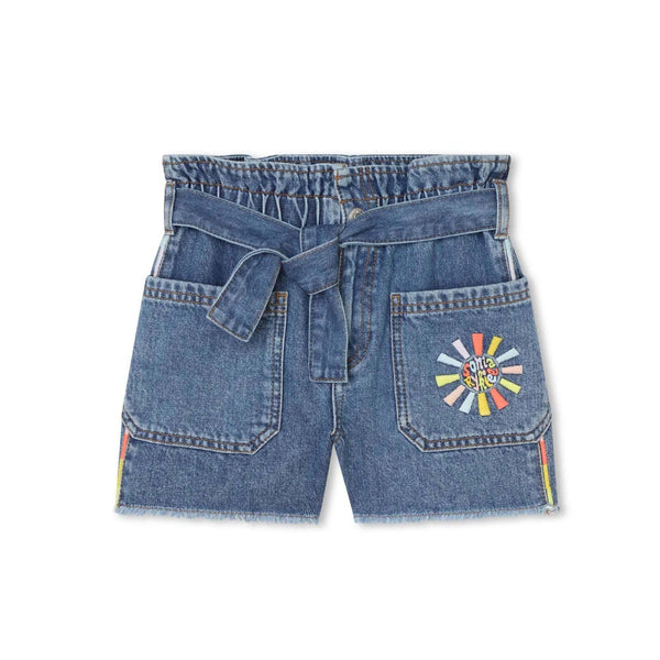 Girls Blue Cotton Denim Shorts
