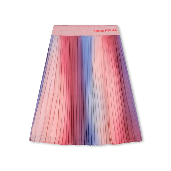 Girls Pink Pleated Crepe Skirt